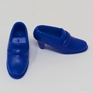 Barbie Doll Shoes Blue Low Heel Loafers Vintage China